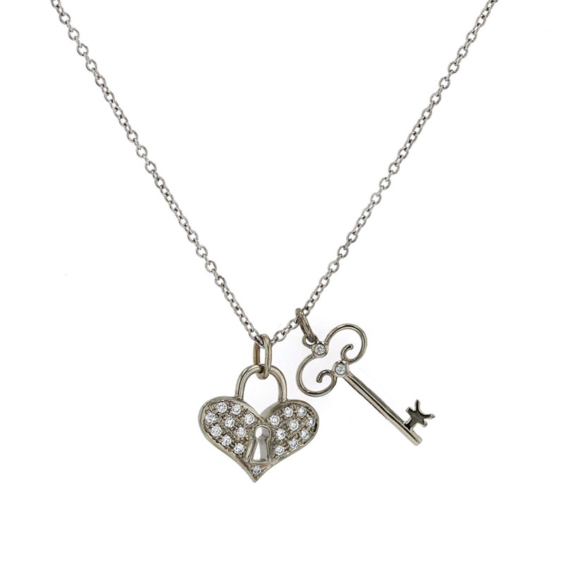 Necklace heart sale and key