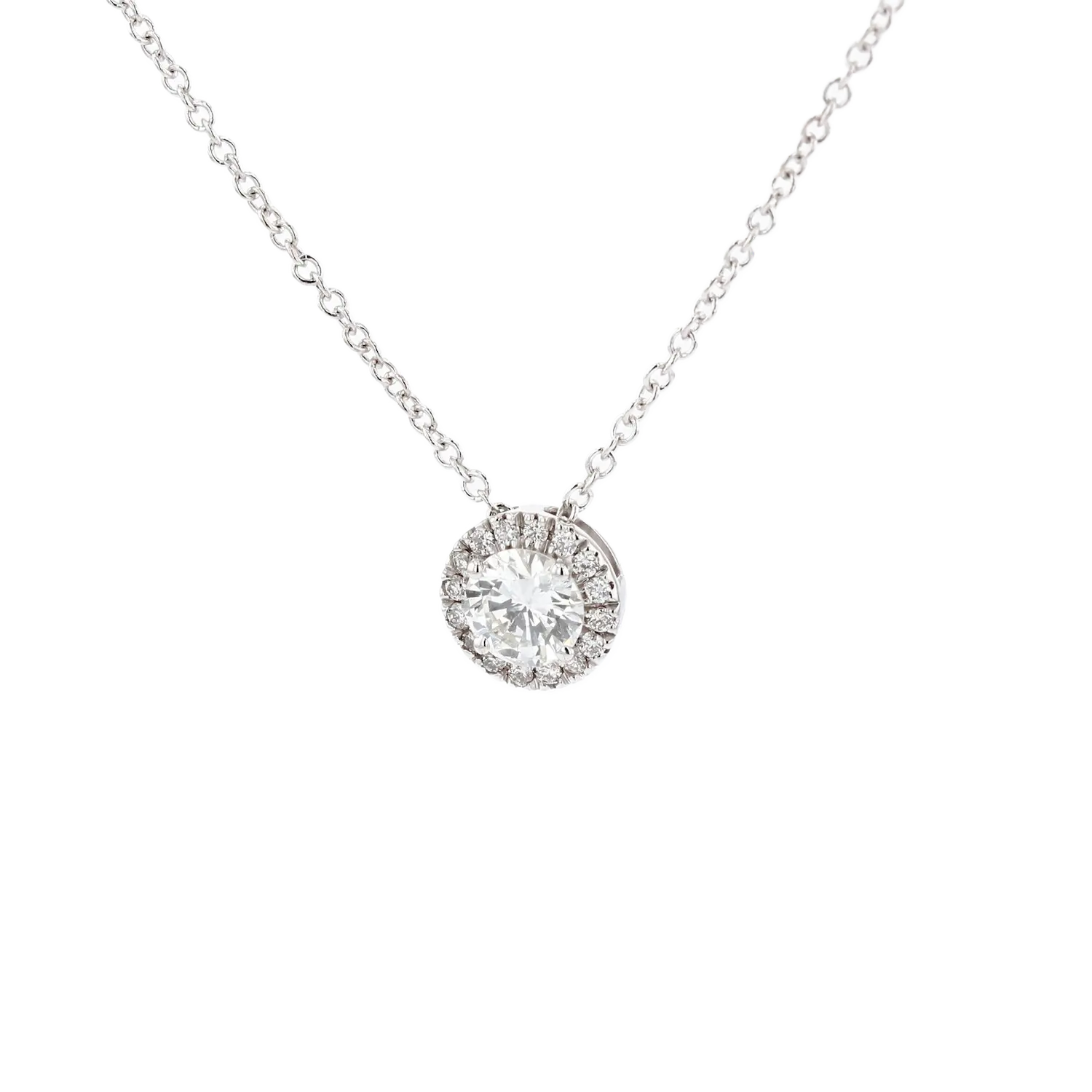 FireStar Halo Diamond Necklace for Women 10K White Gold 1/2 Ct Blue Lab  Grown Diamonds - Walmart.com