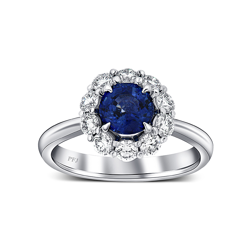 Sapphire Cluster Halo Ring - J Vair Anderson Jewellers