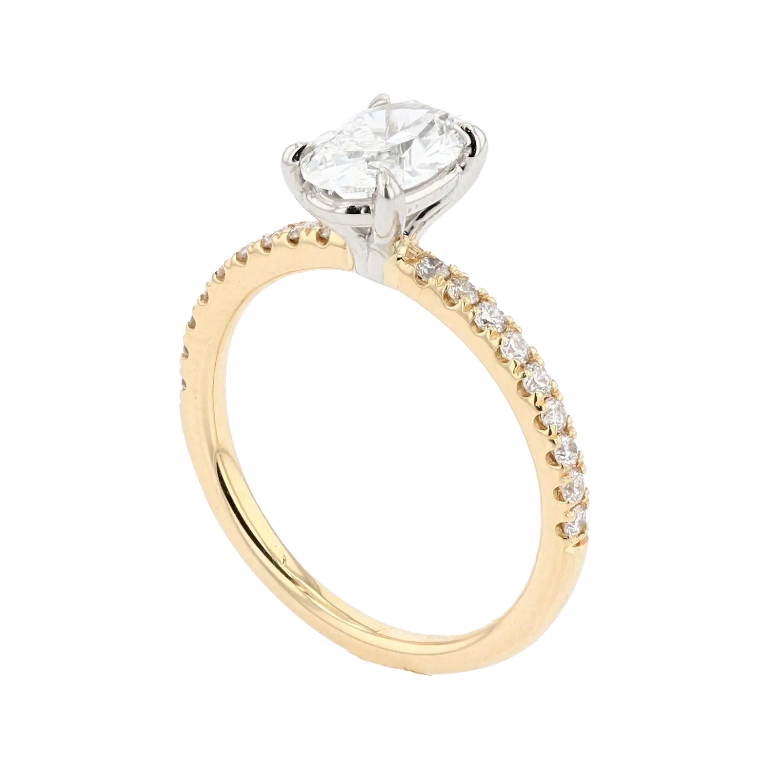 Oval Solitaire Engagement Ring Pave Band J Vair Anderson Jewellers