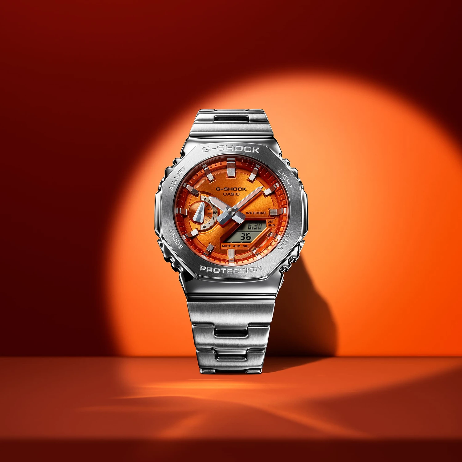 G Shock G Steel 2100 Series Orange Dial Watch